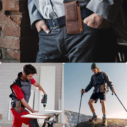 ⚡Waist Belt Cell Phone Pouch 📱 Multi-Pocket Leather Holster with Card Holder