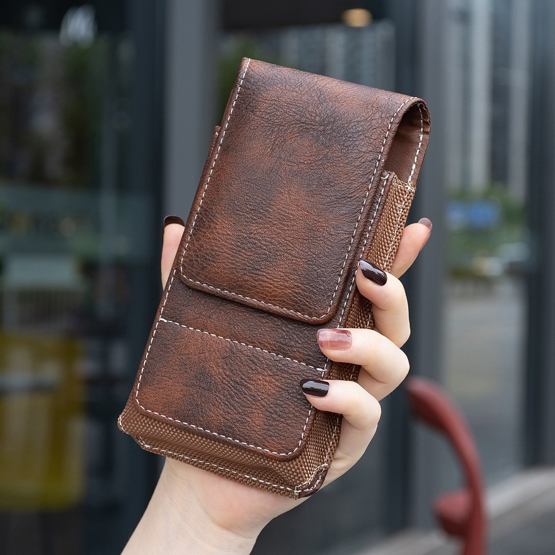 ⚡Waist Belt Cell Phone Pouch 📱 Multi-Pocket Leather Holster with Card Holder