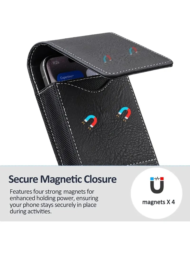 ⚡Waist Belt Cell Phone Pouch 📱 Multi-Pocket Leather Holster with Card Holder