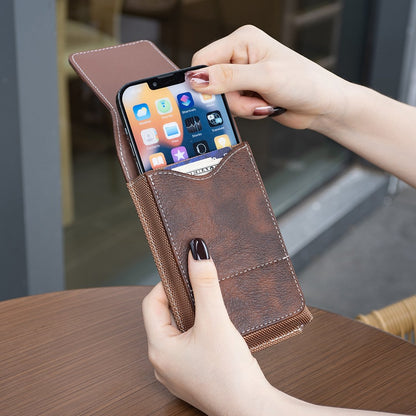 ⚡Waist Belt Cell Phone Pouch 📱 Multi-Pocket Leather Holster with Card Holder