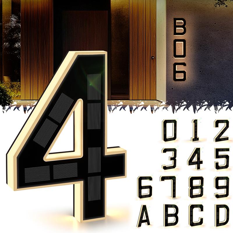 Solar Lighted House Numbers Waterproof LED Address Signs