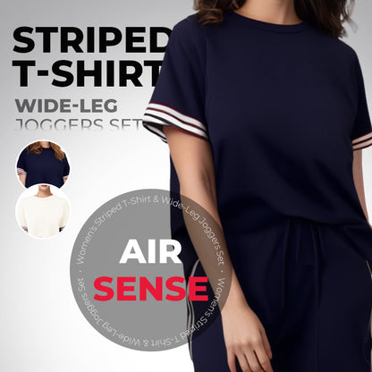 💖Side Stripe Short Sleeve T-Shirt & Wide Leg Joggers Set