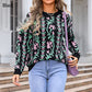 Women's Floral Knit Sweater with Crew Neck & Long Sleeves