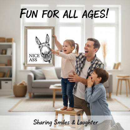 🏡✨Funny Bathroom Wall Art - "Nice Ass" Donkey Print