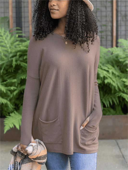 LONG SLEEVE THUMBHOLE SWEATER POCKET TUNIC💥