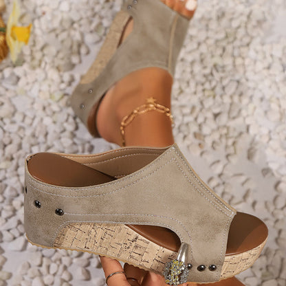 🔥Women's Wedge Sandals with Studded Details