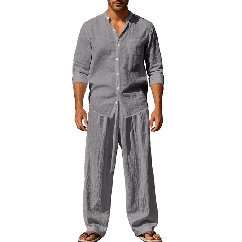 👔 Men’s Shirt & Pants Set – Casual, Breathable Linen, Relaxed Fit ✨