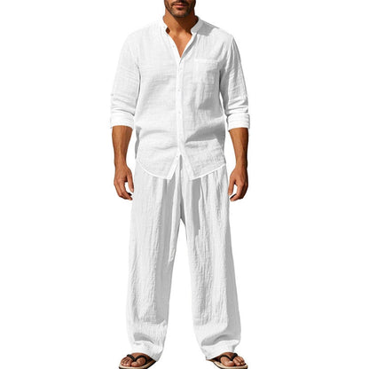 👔 Men’s Shirt & Pants Set – Casual, Breathable Linen, Relaxed Fit ✨
