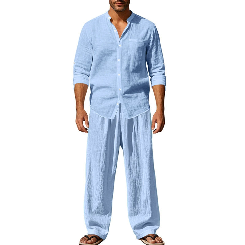 👔 Men’s Shirt & Pants Set – Casual, Breathable Linen, Relaxed Fit ✨