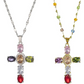 💜Colorful Rhinestone Cross Pendant Necklaces
