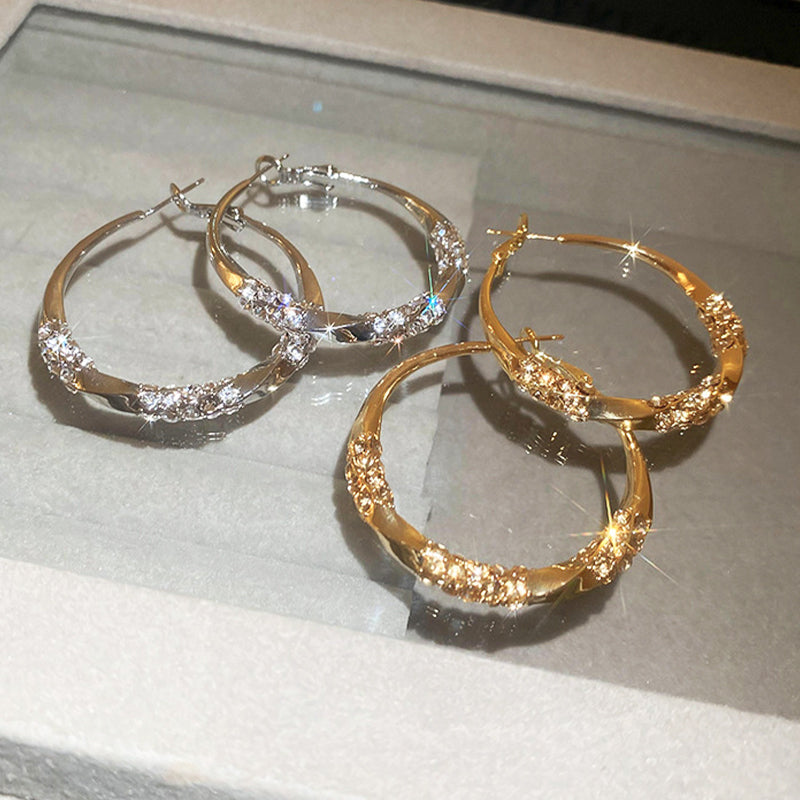 Luxury Twisted Rhinestone Earrings – Elegant, Sparkling & Timeless