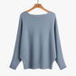 Women's Boat Neck Dolman Sleeve Ribbed Knitted Sweaters