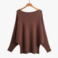 Women's Boat Neck Dolman Sleeve Ribbed Knitted Sweaters