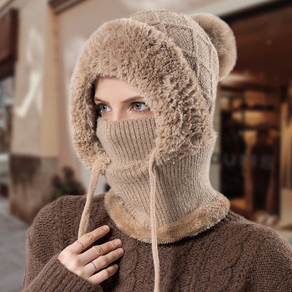 🔥Stylish Chunky Winter Knit Hat - With Warm Face Cover and Scarf