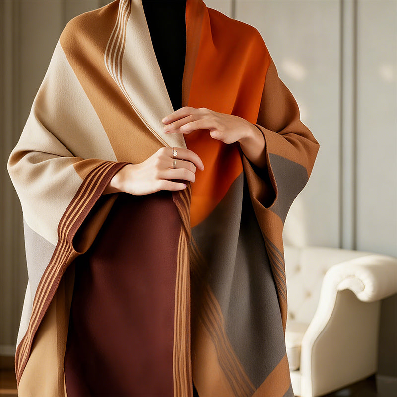 Oversized Color-Block Scarf Shawl