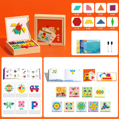 💥Wooden Magnetic Pattern Block Puzzle Set