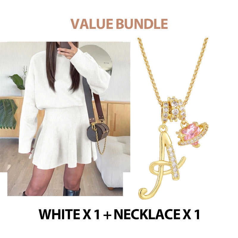 ✨🌸Women's Mock Neck Knit A-Line Mini Dress👗