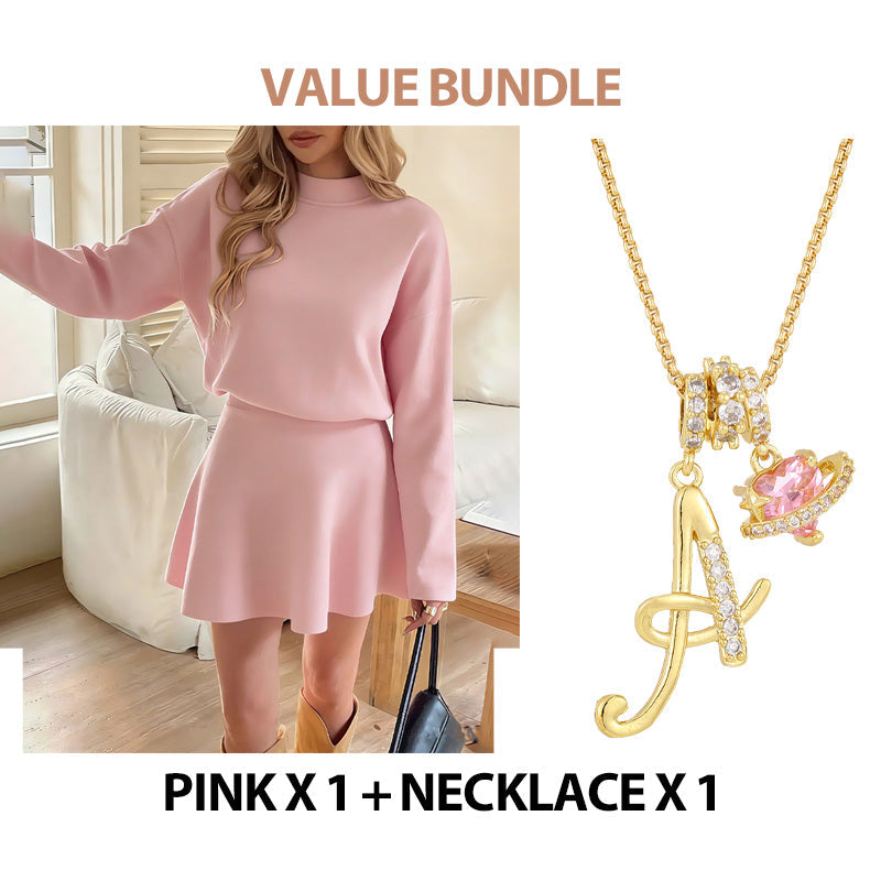 ✨🌸Women's Mock Neck Knit A-Line Mini Dress👗