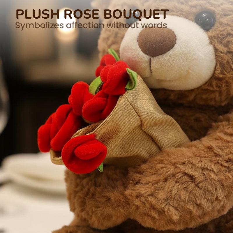 💖Animal Bear Gift with Rose Flower Bouquet