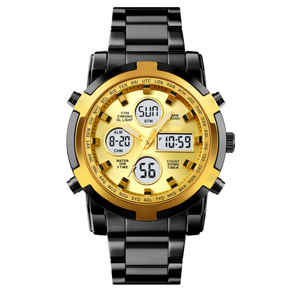 Waterproof Military Watch for Men – Analog-Digital, Stainless Steel & Shock-Resistant 🛡️
