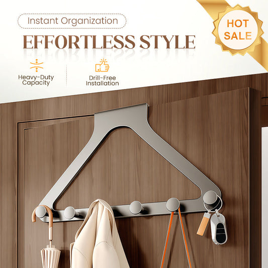 Drill-Free Over-the-Door 6-Hook Rack