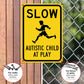 Slow Autistic Child At Play Warning Sign