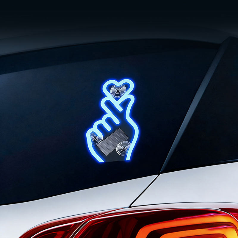 Solar-Powered Finger Heart LED Car Light