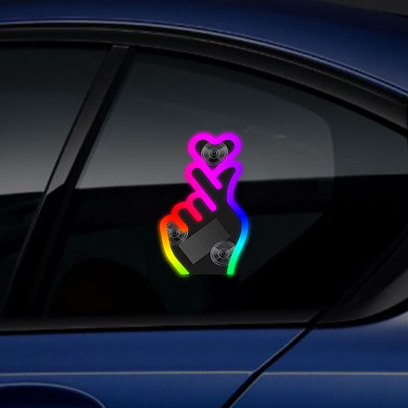 Solar-Powered Finger Heart LED Car Light