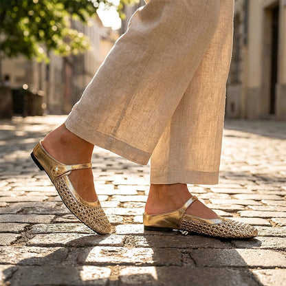 Women's Woven Square-Toe Mary Jane Mules