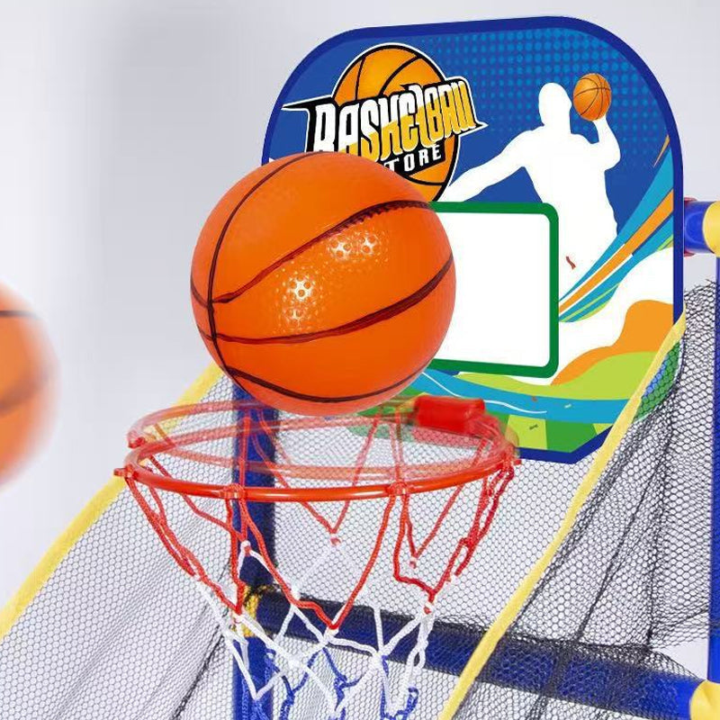 🏀🎯Kids‘ Indoor Basketball Arcade Game – Auto ball return, sturdy & safe. 4 balls + pump included. Quick setup, endless fun! 🧒💨