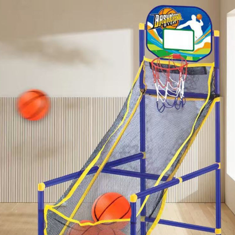 🏀🎯Kids‘ Indoor Basketball Arcade Game – Auto ball return, sturdy & safe. 4 balls + pump included. Quick setup, endless fun! 🧒💨