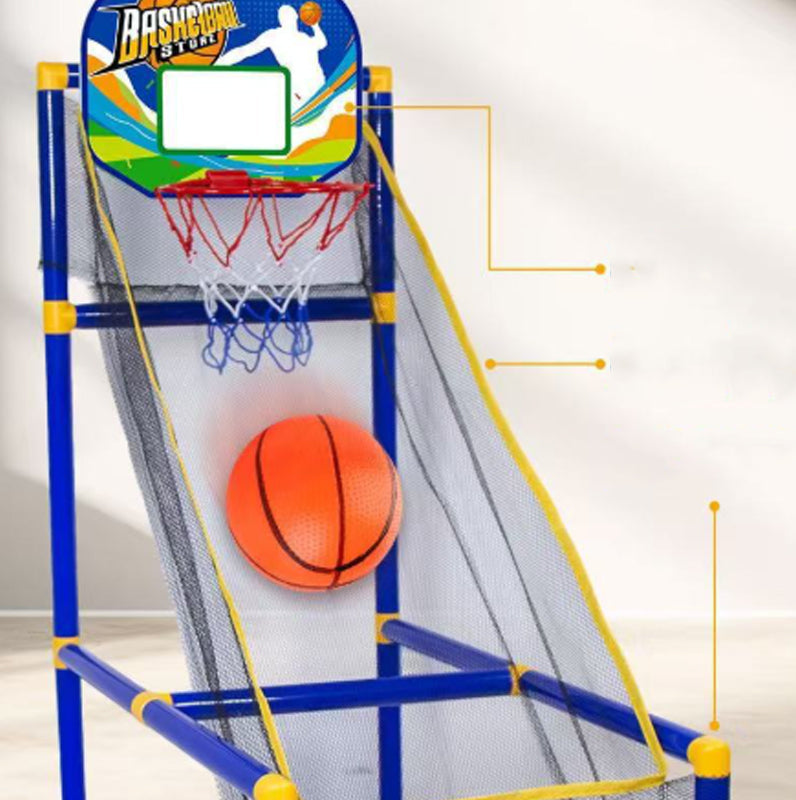 🏀🎯Kids‘ Indoor Basketball Arcade Game – Auto ball return, sturdy & safe. 4 balls + pump included. Quick setup, endless fun! 🧒💨