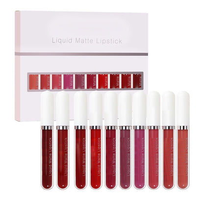 ⏳Time-Limited Special⏰10Pcs Matte Waterproof  Long Lasting Lip Gloss
