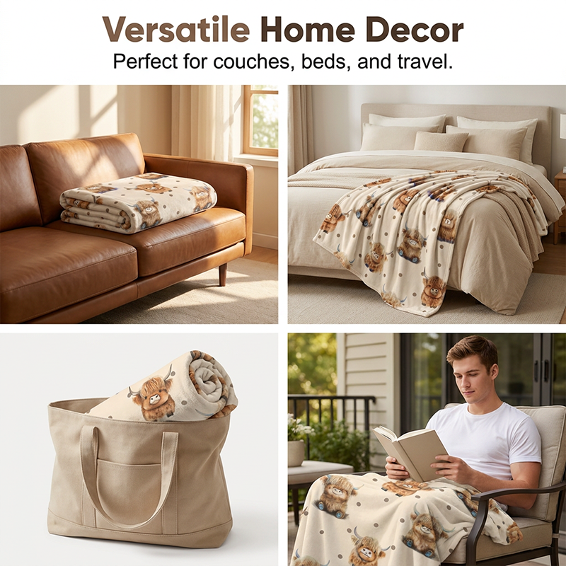 🔥 Ultra‑Soft Printed Flannel Throw Blanket