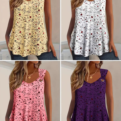 🌸 Women's Floral Print Tank Top – Chic V-Neck & Flowy Fit – Summer Wardrobe Essential 🌞