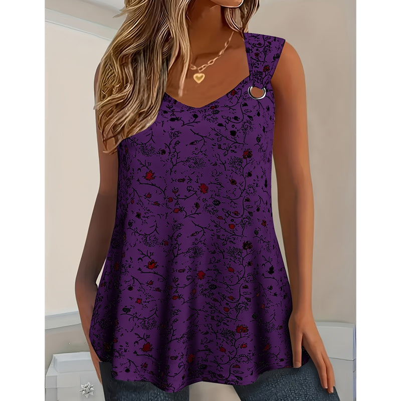 🌸 Women's Floral Print Tank Top – Chic V-Neck & Flowy Fit – Summer Wardrobe Essential 🌞