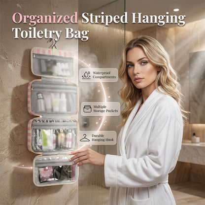 Striped Hanging Travel Toiletry Bag