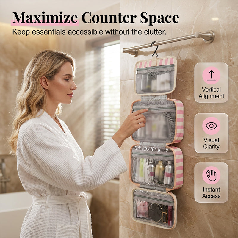 Striped Hanging Travel Toiletry Bag