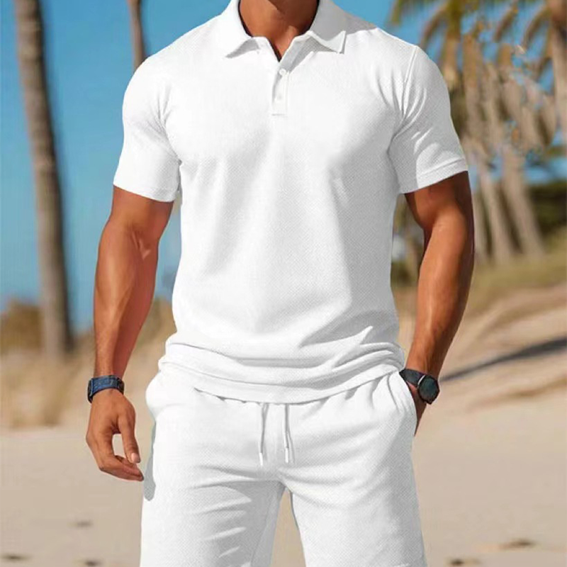 Men's Summer 2-Piece Collar Shirt & Shorts Set