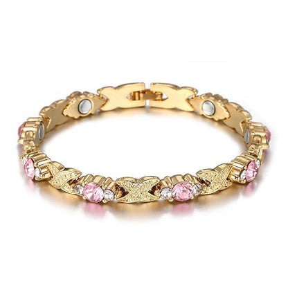 Fashionable Magnetic Bracelet with Rhinestones