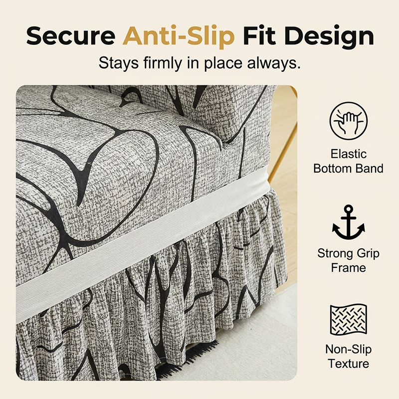 🛋️High-Stretch Sofa Slipcover – Ruffled Hem & Full Protection