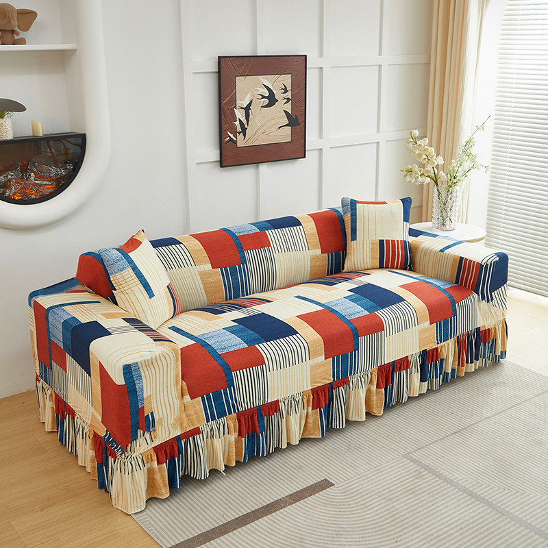 🛋️High-Stretch Sofa Slipcover – Ruffled Hem & Full Protection