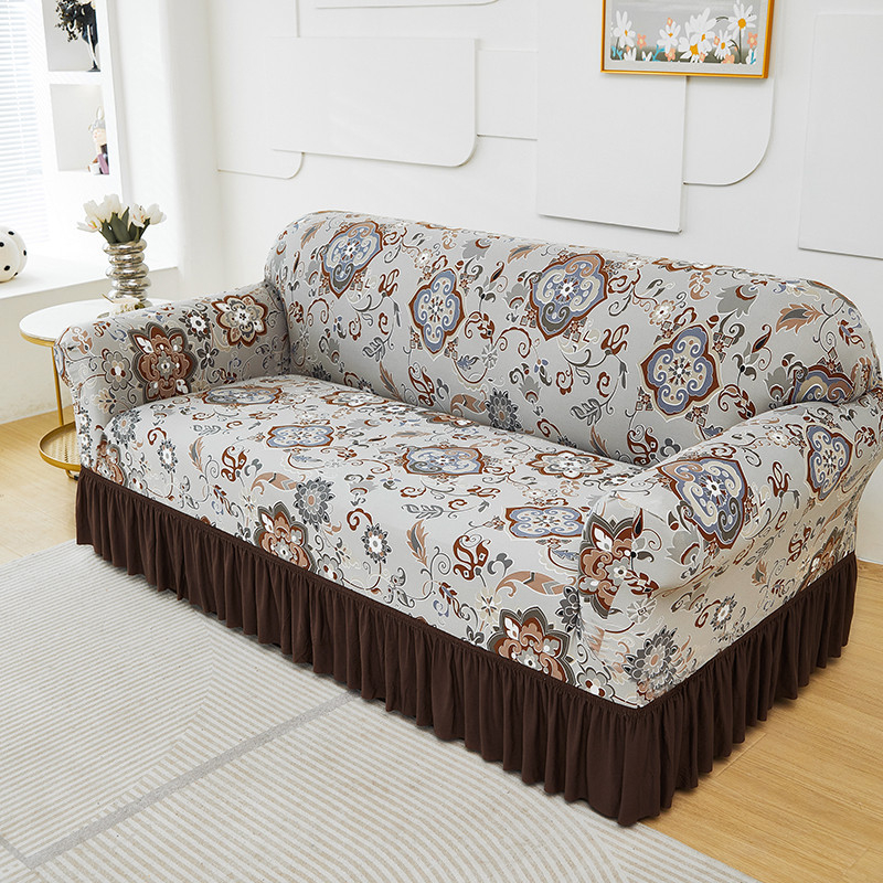 🛋️High-Stretch Sofa Slipcover – Ruffled Hem & Full Protection