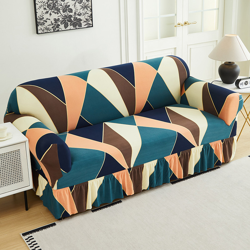 🛋️High-Stretch Sofa Slipcover – Ruffled Hem & Full Protection