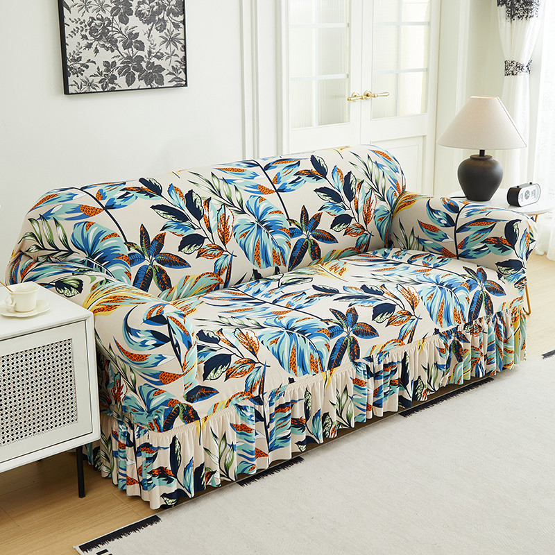 🛋️High-Stretch Sofa Slipcover – Ruffled Hem & Full Protection