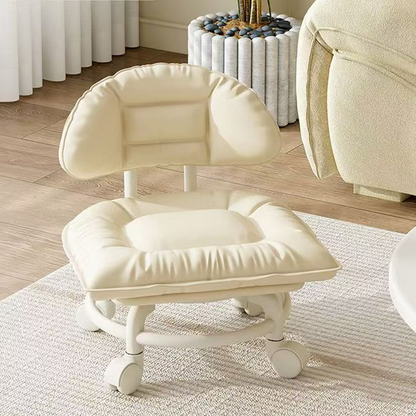 🪑 Rolling Low Stool with Backrest – Padded seat & silent casters – comfortable and mobile 🛠️