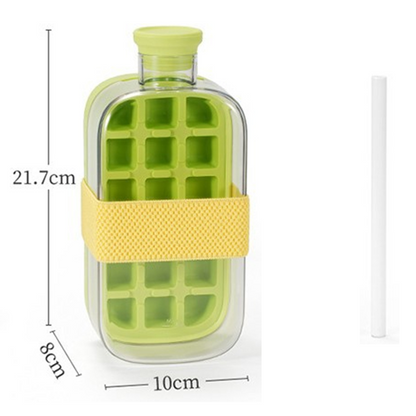 ❄️2-in-1 Ice Cube Maker Water Bottle Built-In Ice Tray, Food-Grade Silicone, Bpa-Free. Make Ice & Store Water In One Bottle 💼✈️