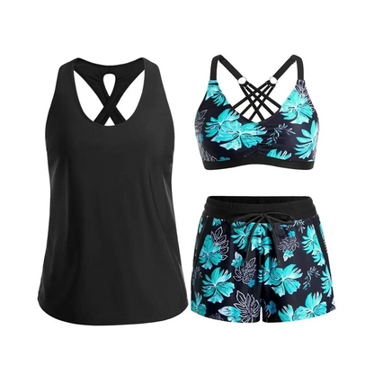 ✨Women's 3-Piece Swimsuit Tankini Set with Shorts