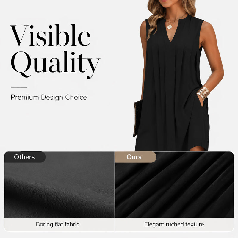 🌿Pleated V-Neck Dress – Lightweight fabric & effortless elegance – Elevate your everyday look.
