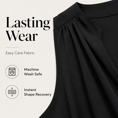 🌿Pleated V-Neck Dress – Lightweight fabric & effortless elegance – Elevate your everyday look.